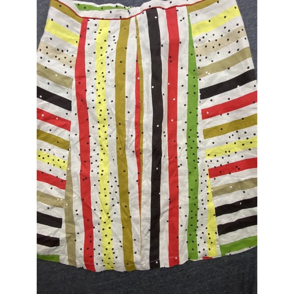 Acova Anthology Linen Skirt Womens US 6-8 Multicolor Rainbow Striped Polka Dots - Picture 3 of 10